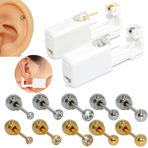 Pistolet de perçage jetable stérile pour oreilles, 1 pièce, pour Cartilage, Tragus, Helix, sans douleur, avec ensemble de boucles à bille ► Photo 1/6