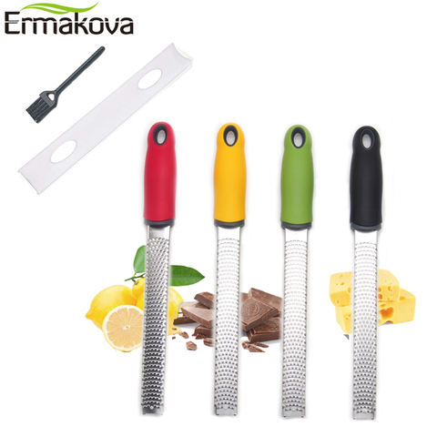 ERMAKOVA D'agrumes Citron Zester râpe à fromage Gingembre Ail De Pommes De Terre Chocolat Zester avec couverture plastique Longue Poignée Ergonomique ► Photo 1/6