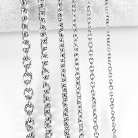 1.5/2/2.5/3/4/4.5mm en acier inoxydable croix O chaîne en acier inoxydable stèle Rolo collier pour femmes hommes bijoux à bricoler soi-même mince Bracelet collier ► Photo 1/5