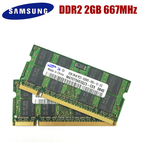 Samsung – mémoire de serveur d'ordinateur portable, modèle DDR2, capacité 2 go 2 go 667 go, fréquence d'horloge PC2-5300S/667MHz, broches 5300 broches 200, SO-DIMM S ► Photo 1/1