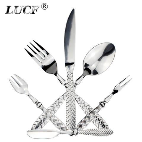 LUCF Royal – vaisselle de luxe tissée avec poignée en acier inoxydable, couverts occidentaux élégants, vaisselle délicate pour la cuisine de l'hôtel ► Photo 1/6