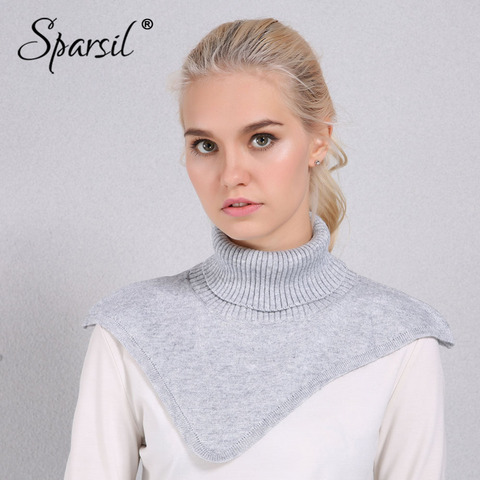 Sparsil femmes automne hiver col roulé tricoté Cape anneau écharpe conception irrégulière couleur unie tricot pull chaud doux écharpes ► Photo 1/6