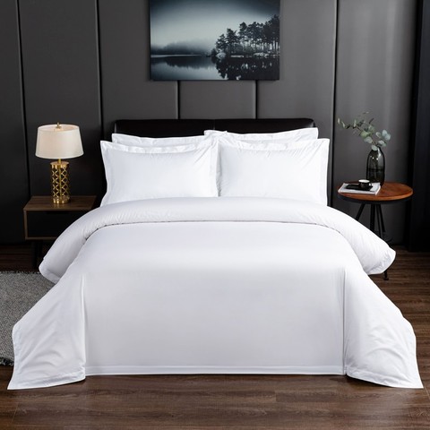 Premium Hotel White Duvet Cover Bed Sheet set 100%Nature Cotton Soft Easy Care 600TC Bedding set Twin Full Queen King size 4Pcs ► Photo 1/5