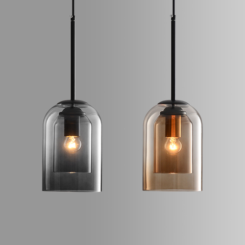 Lampe suspendue en Double verre au design nordique post-moderne, Luminaire décoratif d'intérieur, idéal pour une chambre à coucher, une salle à manger, un Bar ou une cuisine ► Photo 1/6