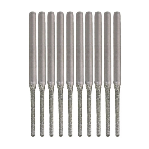 Aiguilles de perçage pour pierres précieuses lapidaires, 10 pièces revêtues de diamant, 1.2mm, argent ► Photo 1/3