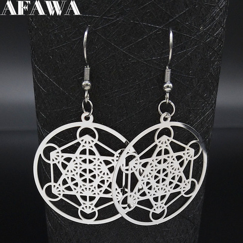 Boucles d'oreilles en acier inoxydable pour femmes, 7 chakras, Yoga hindou, bouddhisme, bijoux goutte de couleur argent, E1532S02 ► Photo 1/5