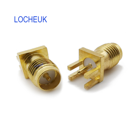 Connecteur adaptateur Coaxial RF droit, 10 pièces RP SMA prise femelle (broche mâle) pour soudure, Clips PCB, montage du bord, 4 broches, espacement de 1.6mm, droit ► Photo 1/6