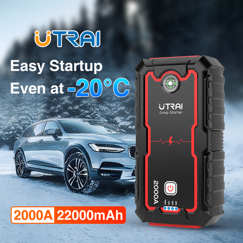 UTRAI Car Jump Starter Power Bank 22000mah 2000A 12V booster batterie voiture chargeur batterie voiture briquet Appareil de démarrage avec éclairages demarreur de batterie de voiture Urgence portable voiture éclairages ► Photo 1/6