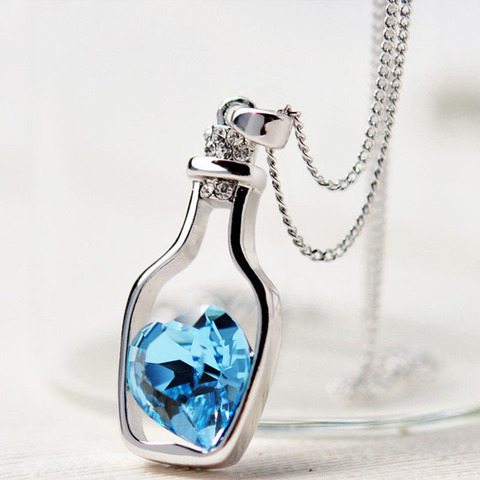 Femmes pendentif collier créatif dames souhaitant bouteille cristal Zircon bijoux romantique Valentine fille cadeaux mode mariage partie ► Photo 1/6