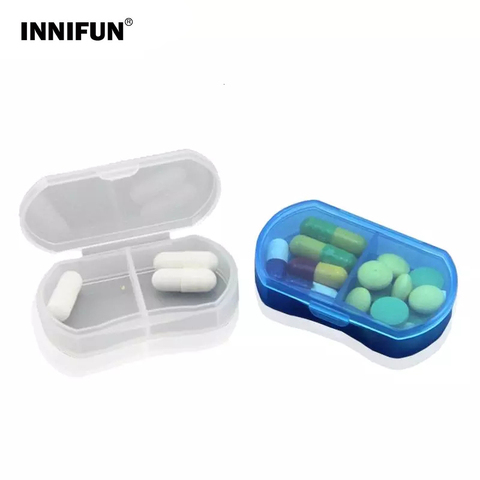 Boîte à pilules 2 grilles, boîte à pilules Portable pour pilules médicaments, boîte de stockage Secret pour pilules ► Photo 1/4