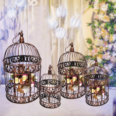 Fer oiseau cage décoration oiseau cage famille décoration cage suspendus fleur cadre oiseau cage accessoire mariage oiseau cage décoration ► Photo 1/4