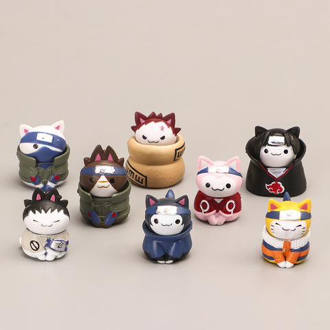 Figurines de chat 4/8 pièces, décoration de chambre, Kakashi Gaara Hinata Sasuke Itachi Q Version 3cm, poupées, jouets pour enfants, cadeau ► Photo 1/6