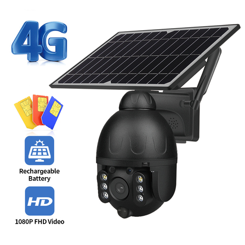 INQMEGA 4G SIM ou WiFI 1080P panneau solaire batterie caméra de sécurité extérieure PTZ CCTV caméra intelligente moniteur de sécurité caméra ► Photo 1/6