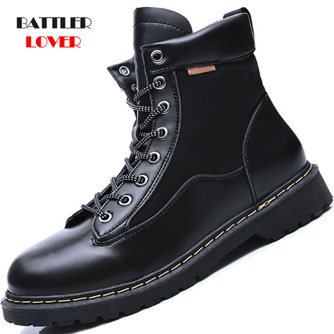Bottes militaires d'hiver en cuir véritable pour homme, chaussures de Combat, bottes tactiques de l'armée d'infanterie pour motard, chaussures d'extérieur ► Photo 1/6
