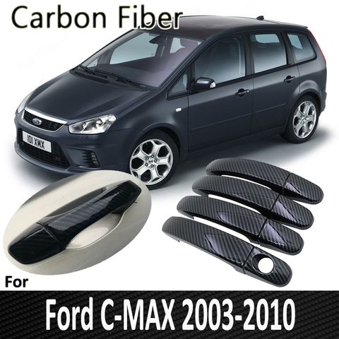 Autocollant de poignée de porte en Fiber de carbone noir pour Ford C-MAX C MAX MK1, accessoires de voiture, pour 2003, 2004, 2005, 2006, 2007, 2008, 2009, 2010 ► Photo 1/6