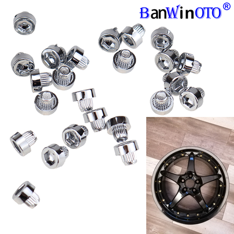 25 pièces/ensemble 6.3mm universel en plastique voiture roue Rivets écrous goujons boulons Rivets pour jante lèvre décoration remplacement voiture roue Rivets ► Photo 1/6