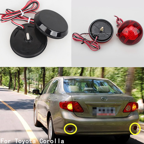 2 Pièces LED Rond Feu Stop Lampe D'avertissement Queue Réflecteur de Pare-chocs Arrière Lumières Pour Nissan/Qashqai/Piste/Pour Toyota/Corolla ► Photo 1/6