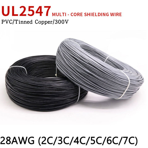 1M 28AWG UL2547 câble de Signal de fil blindé 2 3 4 5 6 7 8 noyaux PVC isolé fil de blindage de contrôle Audio de canal de cuivre étamé ► Photo 1/4