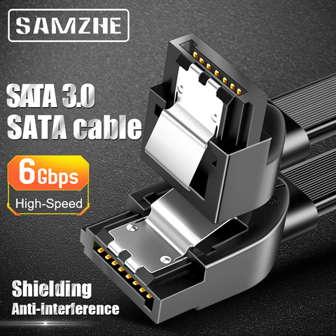 SAMZHE – câble SATA 3.0 pour disque dur SSD, adaptateur, coude à 90 degrés, pour connexion à un ordinateur ► Photo 1/6