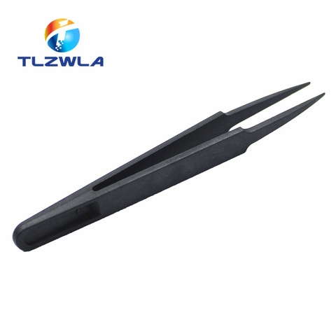 1PCS New Anti-static Plastic Tweezer Heat Resistant Repair Tool Portable Black Straight Bend 93303 Tweezer ► Photo 1/4