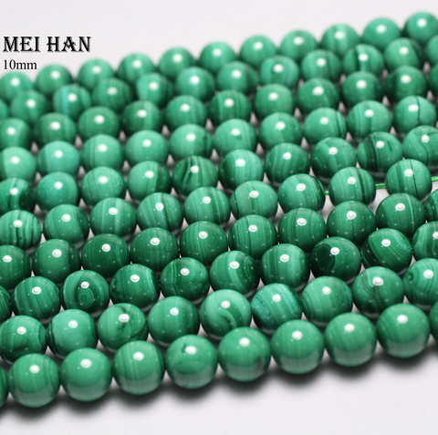 Meihan-pierre malachite verte naturelle, perles européennes rondes et lisses, taille 9.5 à 10mm, pour la fabrication de bijoux, pierre design, bracelet à bricoler soi-même ► Photo 1/2