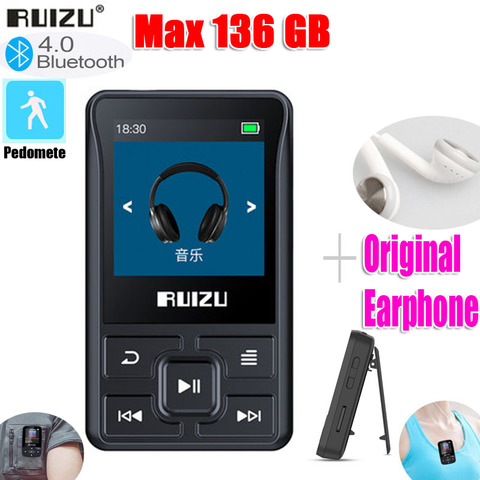 Dernier lecteur MP3 Bluetooth RUIZU X55 Sport Original 8gb Clip Mini avec Support d'écran FM, enregistrement, livre électronique, horloge, podomètre ► Photo 1/6