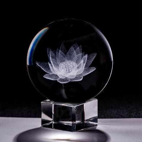 Lotus balle De Cristal Miniature 3D, gravure au Laser, sphère en verre, décoration pour la maison, figurines pour cadeaux, 6CM ► Photo 1/1