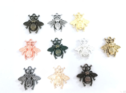 25 pièces Vintage antique abeille en alliage de zinc pendentif à breloques adapté pour Bracelet à bricoler soi-même collier métal bijoux accessoires 6101 ► Photo 1/6