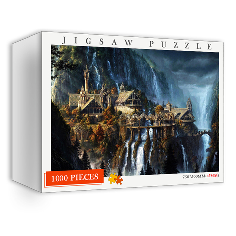 1000 pièces en bois Puzzles l'elfe château Puzzles pour adultes jouets Rivendell Puzzle 1000 pièces cerveau Teaser Puzzles jouets ► Photo 1/6