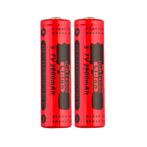 Lot de 2/4/10 batteries Lithium 14500, 3.7V, 2800mAh, 14500 AA, rechargeables, pour lampe torche Led, phares de jouets, cellules supérieures rouges ► Photo 1/6