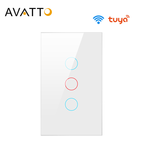 AVATTO Tuya US Wifi interrupteur mural, interrupteur d'éclairage intelligent, panneau de verre interrupteur à capteur tactile 1/2/3 Gang travailler avec Alexa,Google Home ► Photo 1/6