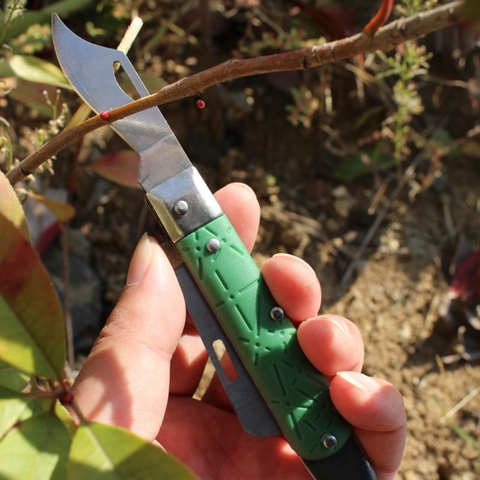 Couteau éplucheur pliant de jardin, outil de coupe de levage de rose, greffage lame de pépinière de fleuriste écorce de plante d'arbre en herbe ► Photo 1/1