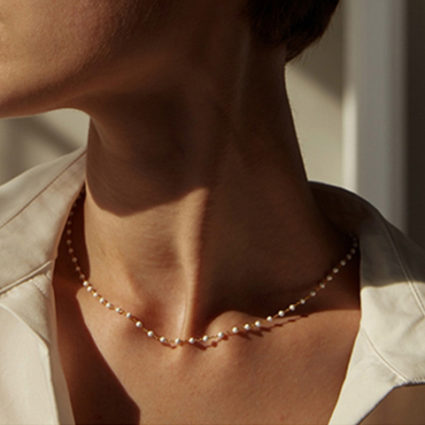 15 Style Simple perle perle chaîne collier ras du cou cristal feuille gland collier pour les femmes mode sexe bijoux accessoires de bal ► Photo 1/6