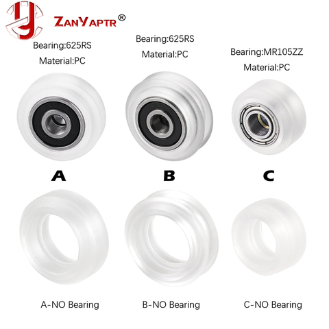 Mini roue en Polycarbonate Xtreme v, 10 pièces, haute précision, CNC transparent pour openbuildings, pour système de rail linéaire v-slot ► Photo 1/6