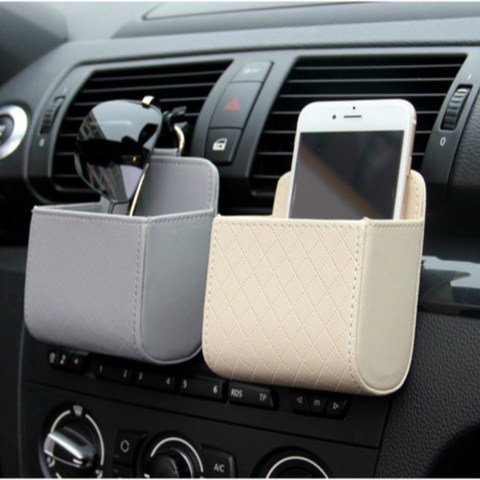 Sac de rangement de voiture sortie Vent ranger boîte de rangement voiture organisateur Auto intérieur accessoires poche lunettes téléphone conteneur PU cuir ► Photo 1/6