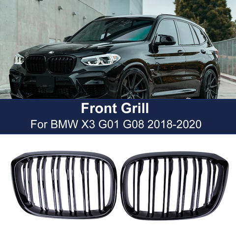 2 pièces Grille avant rein Grill Double latte pour BMW 3 4 X3 X4 G01 G02 G08 2022 grilles de course accessoires de style de voiture ► Photo 1/1