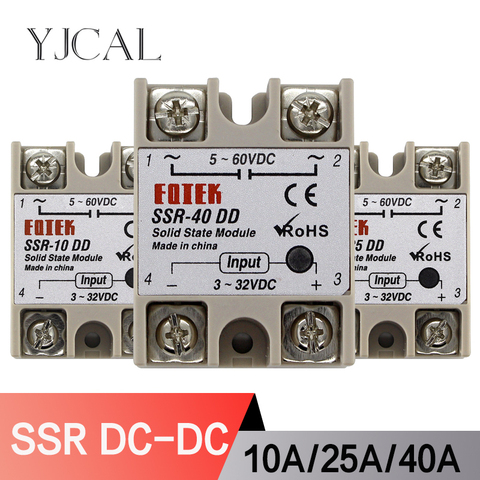 Solid State Relay Module DC 5-60V SSR-10DD SSR-25DD SSR-40DD 10A 25A 40A Input 3-32V DC Output High Quality ► Photo 1/6