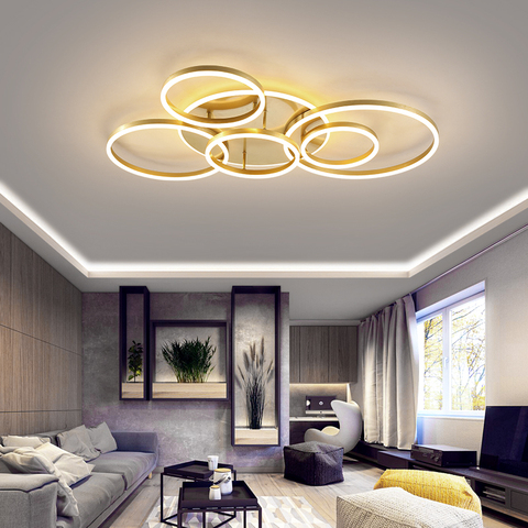 Plafonnier suspendu de plafond, disponible en marron, noir et or, idéal pour un salon, une chambre à coucher, un bureau ou une cuisine, nouveau modèle plafond moderne à LEDs ► Photo 1/6