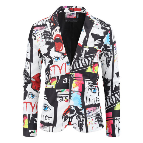 2022 nouveau Costume De Mode Pour Hommes Manteau de Fête Décontracté Slim Fit Blazer Costume 3D Imprimé Floral Peinture Blazers Veste Hommes ► Photo 1/5