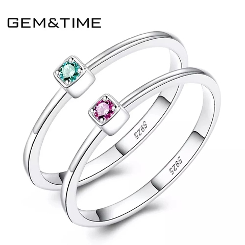 Gem & Time Real 925 bague en argent Sterling Gree rouge bagues en topaze pour femmes pierres précieuses bagues de fiançailles en argent 925 bijoux Anillos Mujer ► Photo 1/6