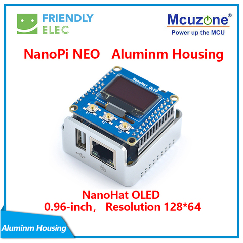 NanoPi néo métal Kit complet boîtier aluminium oled Programmable en Python convivial ► Photo 1/6