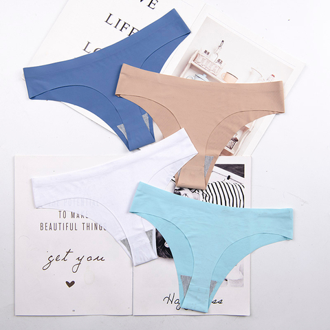 Mode Sexy fille coton doux sans couture glace lait sous-vêtements femmes string slips G-string couleur unie collants culottes pour les femmes ► Photo 1/5