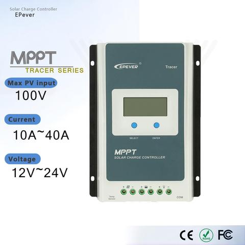 EPever-contrôleur de Charge pour panneaux solaires, 20a/30A/40a, régulateur de Charge 10a, régulateur avec écran LCD rétroéclairé, pour batterie au Lithium-ion, plomb-acide ► Photo 1/6