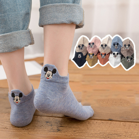 Disney Mickey Minnie Happy Socks automne été chaussettes courtes chaussettes mignonnes pour filles en coton dessin animé Animal coréen chaussettes de sport pour femmes ► Photo 1/6