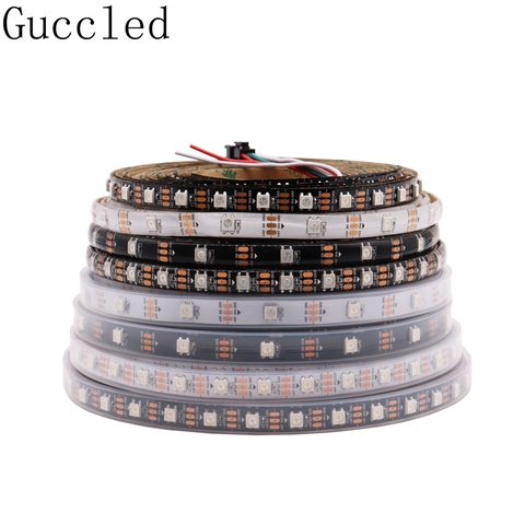 Bande lumineuse RGB Led individuellement adressable, ruban d'éclairage, 30/60/144 diodes, noir/blanc, PCB IP30/65/67, DC5V WS2812B, WS2812 ► Photo 1/6