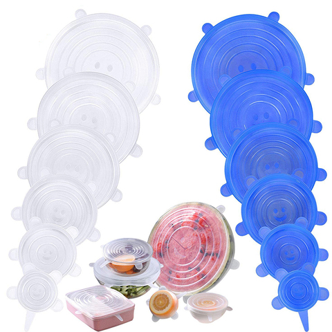 Couvercles en Silicone, extensibles, protection alimentaire universelle réutilisable, 6/12 pièces, conservation des aliments, accessoires de cuisine ► Photo 1/6