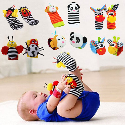 Bébé hochets mignon animaux en peluche bébé hochet chaussettes bracelets jouets pour bébés couette jouets faire des sons bébé jouets 0 12 mois ► Photo 1/6