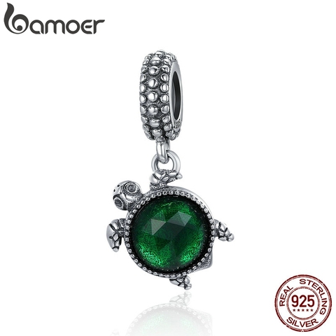 BAMOER 100% 925 argent Sterling tortue aventure tortue pendentif breloques ajustement femmes Bracelets porte-bonheur collier bijoux à bricoler soi-même SCC281 ► Photo 1/5