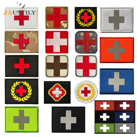 Insignes réfléchissants/brodés pvc brassard insigne tactique Patch médical croix rouge aide brodé EMT sauvetage paramédical ► Photo 1/6