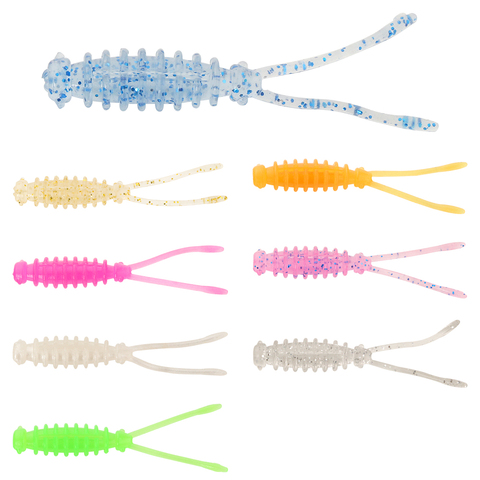 Leurre de pêche en Silicone TR 0.44g 48mm 10 pièces AJING t-tail UL pêche leurre souple Roc kfish appât appât artificiel lumineux ► Photo 1/6